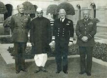 President Dr. Rajendra Prasad with Chiefs of the Services at Mughal Gardens, Rashtrapati Bhavan