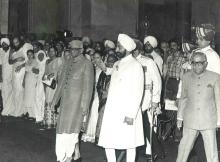 Swearing in Ceremony of Gaini Zail Singh as the 7th President of India at Durbar Hall, Rashtrapati Bhavan