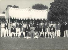President Dr. Prasad at the Annual Cricket Match between the President's Estate Cricket club and U.K. High Commissioner's XI on the President's Estate Ground