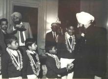 President Giani Zail Singh meeting children conferred with the National Bravery Awards