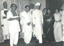 President Dr. Radhakrishnan with Utsad Vilayat Khan at Rashtrapati Bhavan