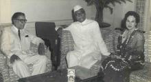 H. E. Mr. Firoz Khan Noon, Prime Minister of Pakistan and his wife with President Dr. Rajendra Prasad at Rashtrapati Bhavan