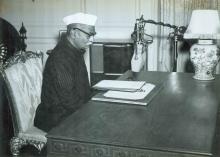 President Dr. Rajendra Prasad recording the Republic Day broadcast message