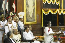 The President of India, Smt. Droupadi Murmu addressing the Parliament on her assumption of office as President of India on July 25, 2022